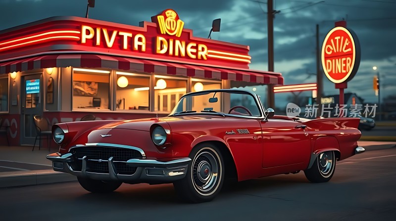 经典红车复古餐厅怀旧时光