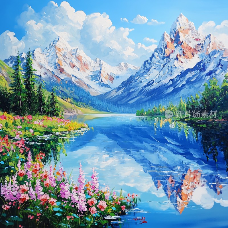 美丽山水风景绘画风景