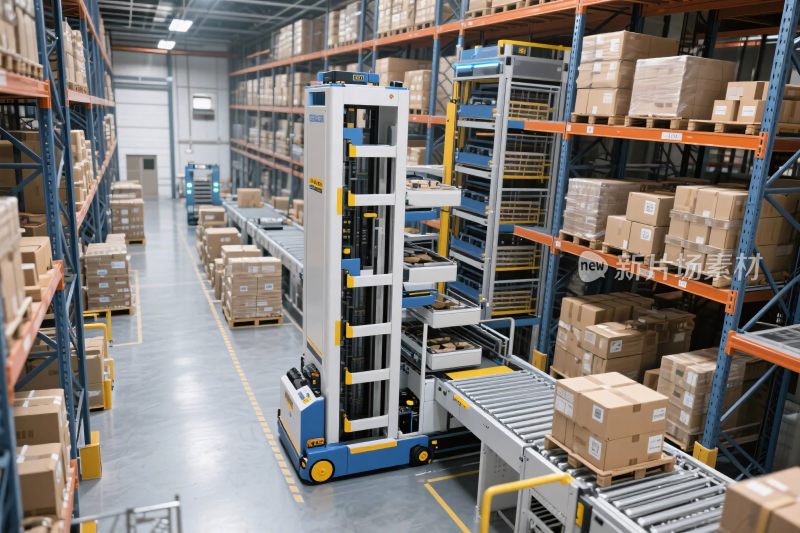 仓库自动化物流场景图