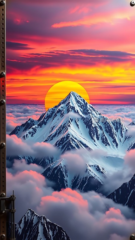 日出云海雪山奇景