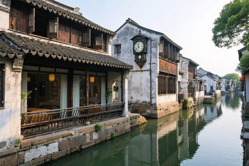 江南水乡古建筑沿河风景