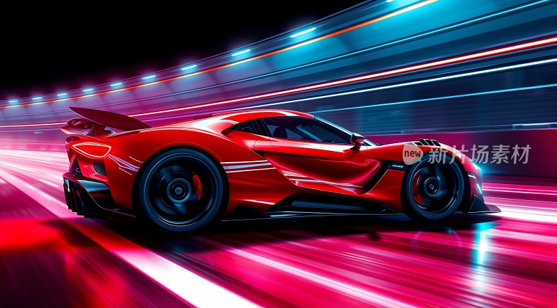 红色赛车疾驰在赛道上