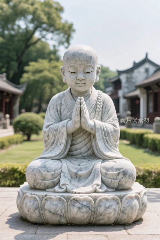 石雕小沙弥佛像