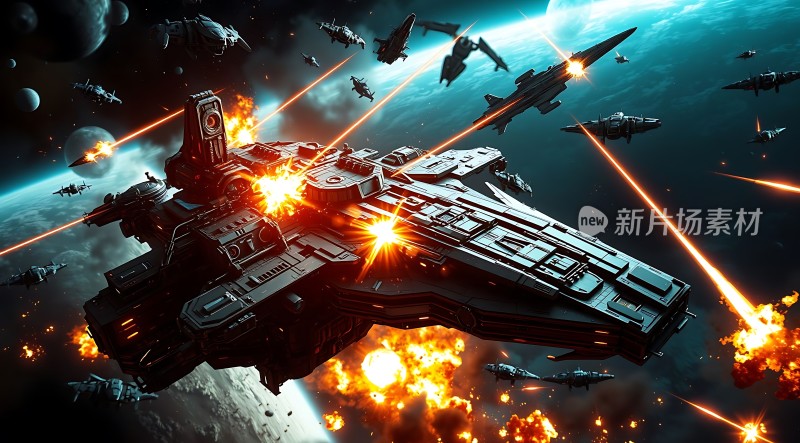 星际激战太空战舰与小型飞船的对决