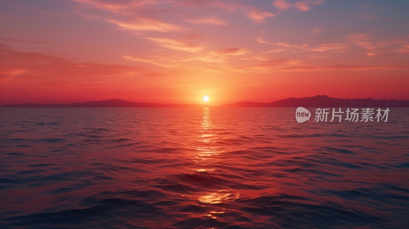 海面上的落日夕阳晚霞