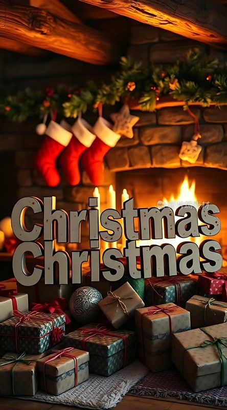 圣诞礼物温馨壁炉