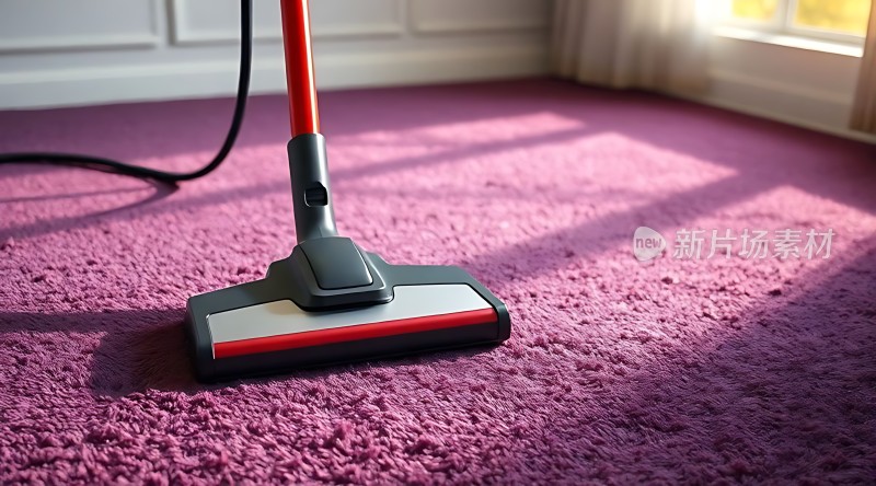 吸尘器清洁粉色地毯