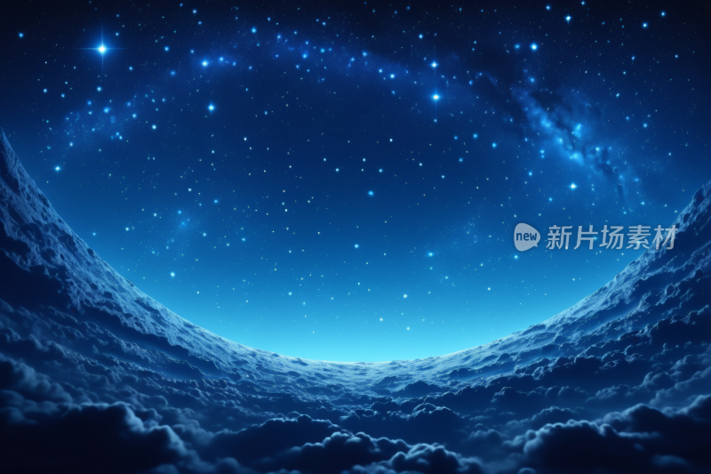 中间有云彩和星星的星空高清背景图片