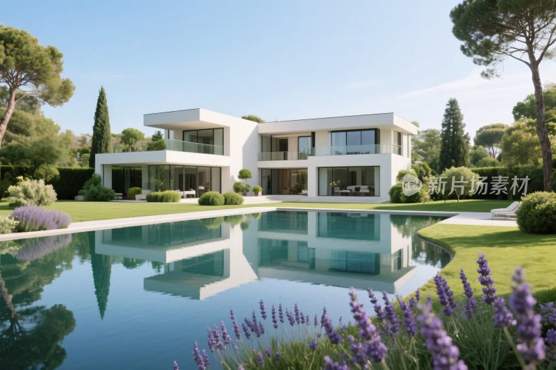 豪华别墅与泳池景观