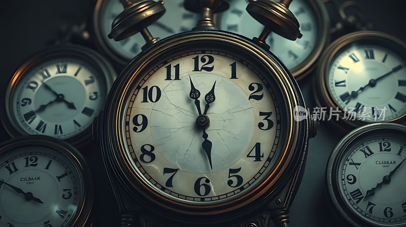 古铜色时钟堆叠