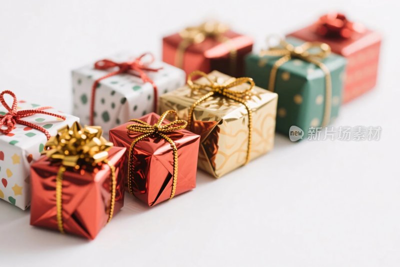 多彩精美礼品盒排列展示