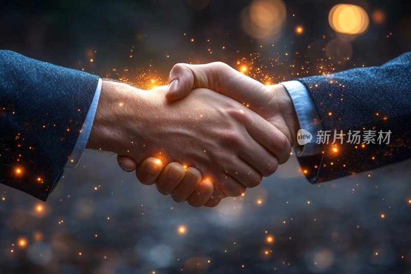 商务人士握手的闪耀画面