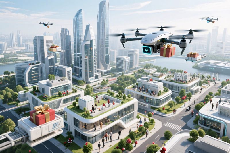 未来智能城市无人机配送