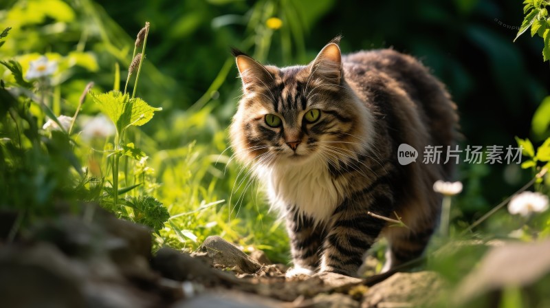 森林草丛里的猫