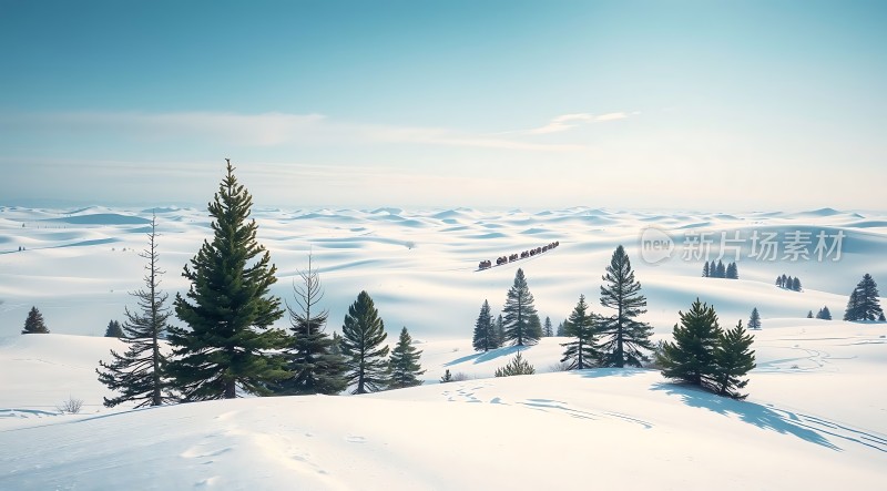 雪原上的孤独车队