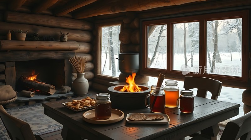 冬日暖炉旁的温馨聚会