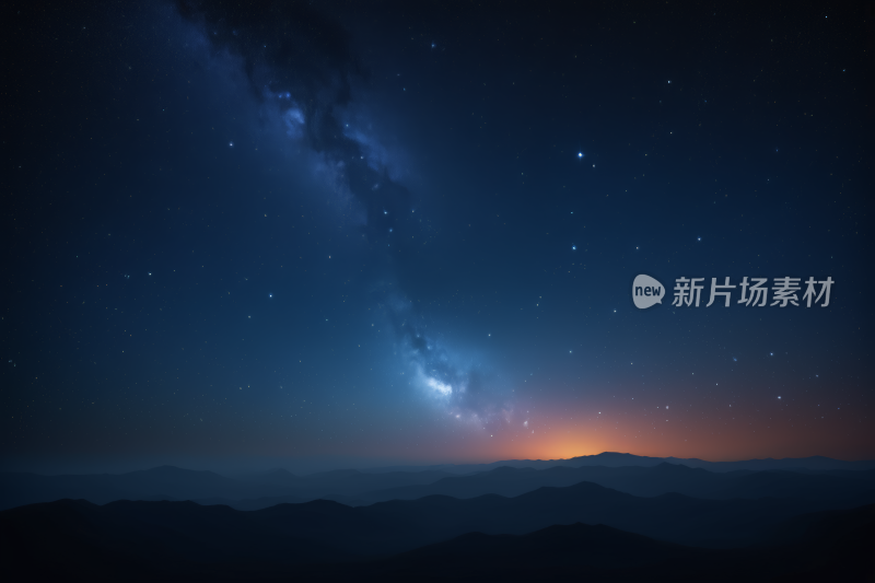 星空夜空一颗明亮的星星一个遥远的星系背景