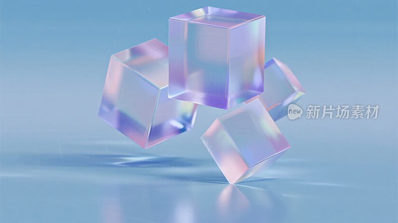 悬浮的透明炫彩立方体