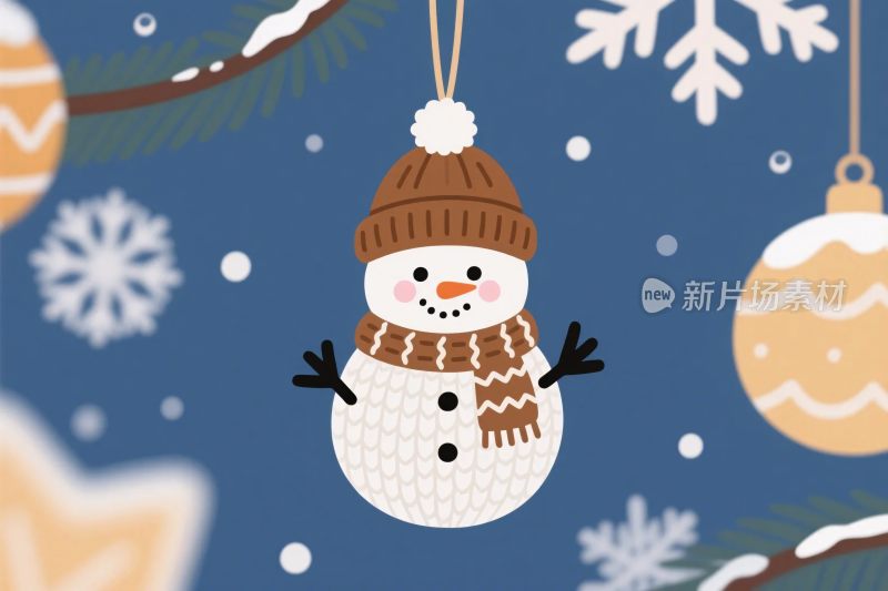 圣诞雪人挂饰插画