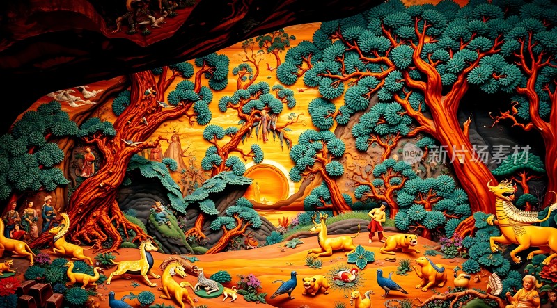 森林秘境动物与自然和谐共处