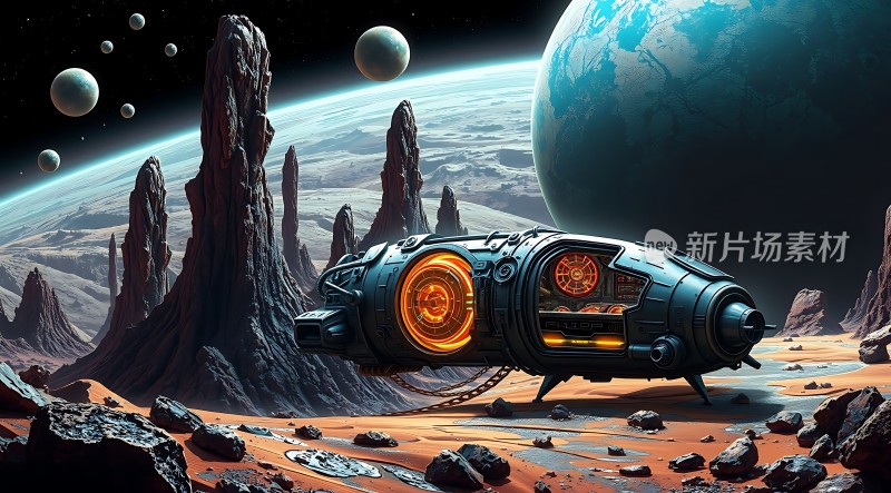星际探险未来飞船与外星地貌