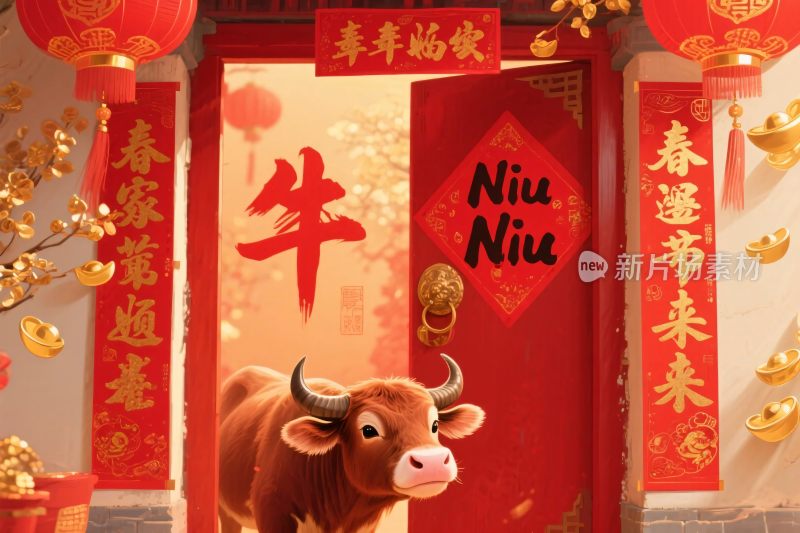 牛年春节喜庆年画场景