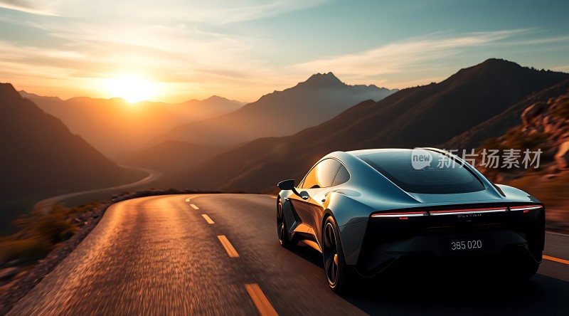 山间日落下的未来座驾