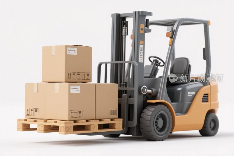 叉车搬运货物插画
