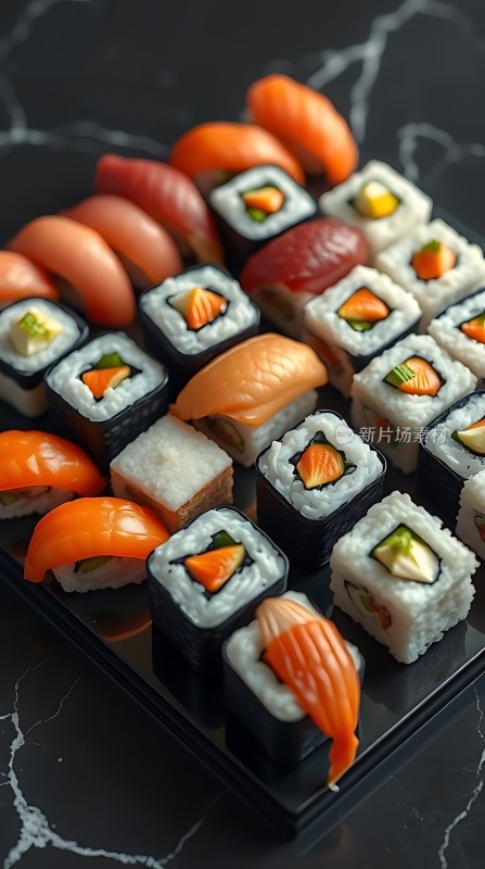 寿司盛宴色彩缤纷美味诱人