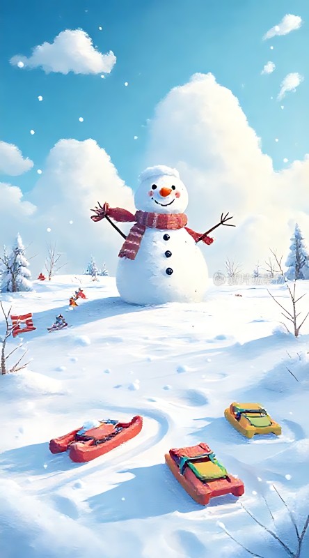 雪地里的快乐雪人