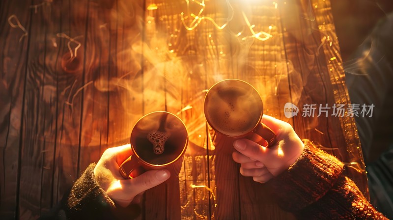 温暖握杯光影交织的温馨时刻