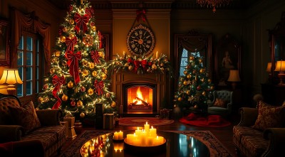 圣诞树下的温馨客厅