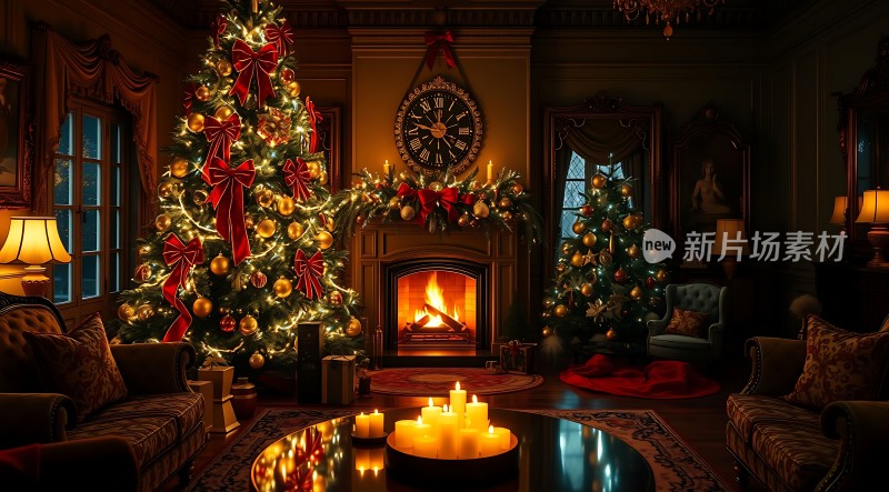 圣诞树下的温馨客厅