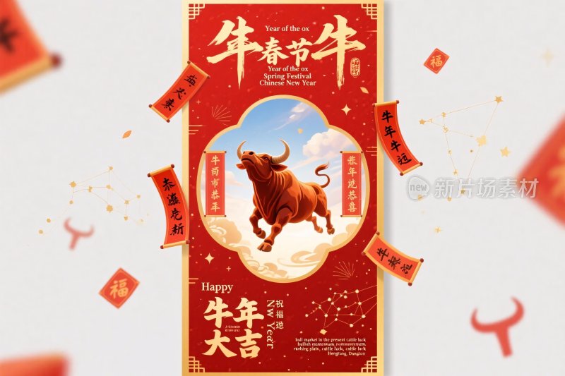 牛年春节喜庆海报