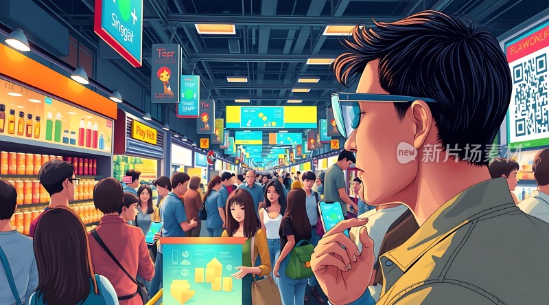 新片场素材 人群购物场景