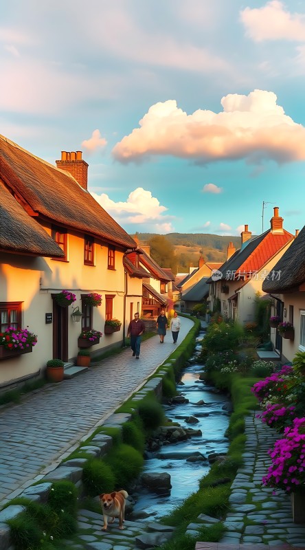 乡村小溪边漫步宁静时光