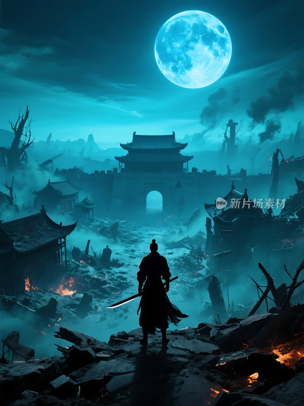 月下孤影战火中