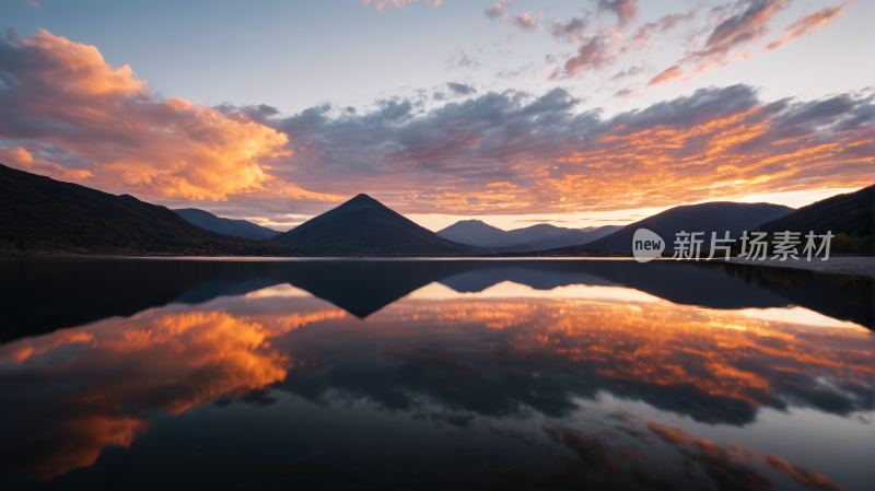 一个湖泊山脉高清风景图片