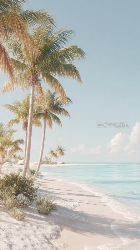 夏日海边棕榈树美景
