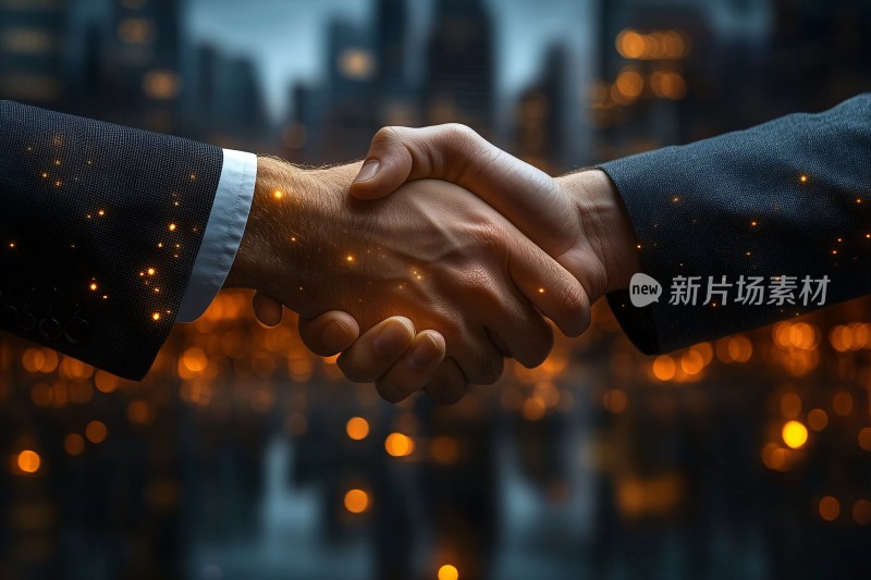 商务人士城市背景下握手
