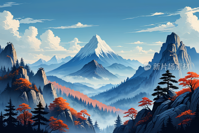 山景有树有高山清风景插图片