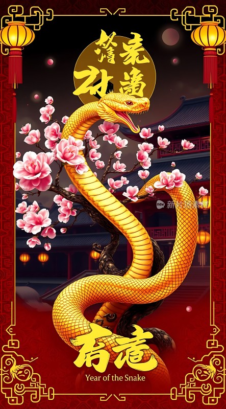 蛇年大吉花开富贵