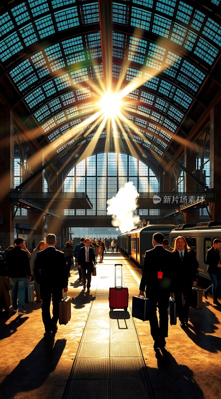 阳光下的火车站台