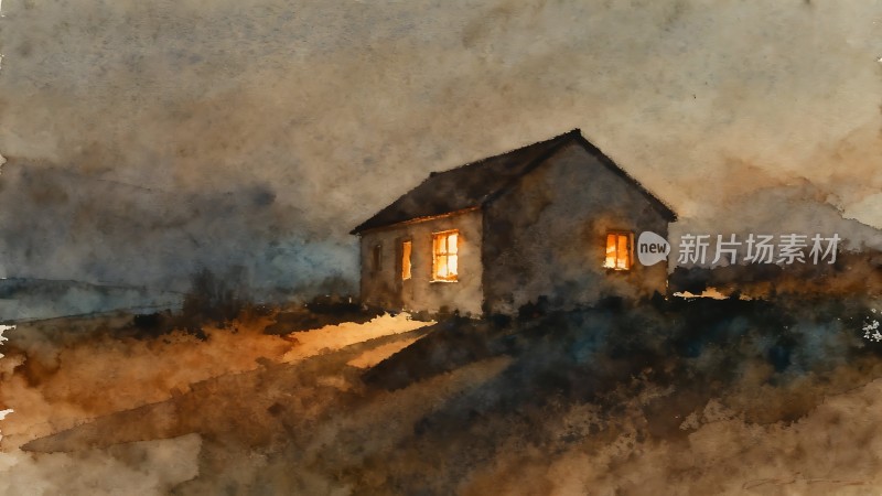 夜色中的温馨小屋