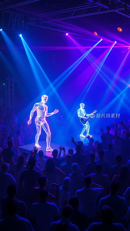 舞台灯光下的音乐表演
