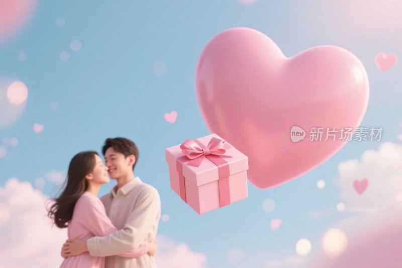 浪漫情侣爱心礼物场景