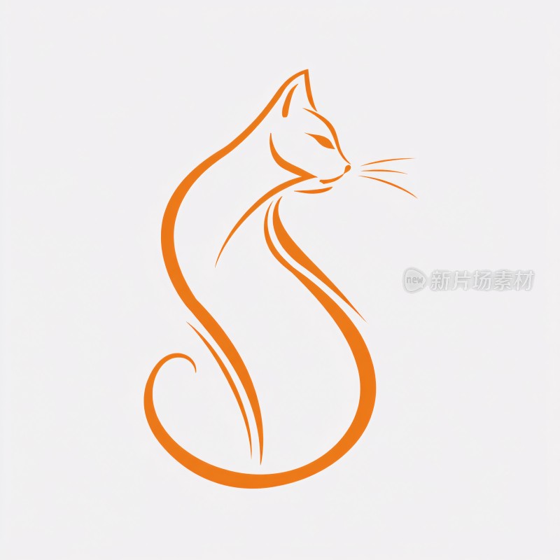 简约线条勾勒的橙色猫咪