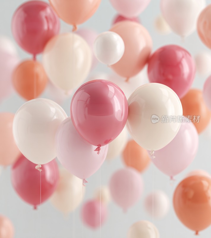 缤纷彩色气球漂浮画面