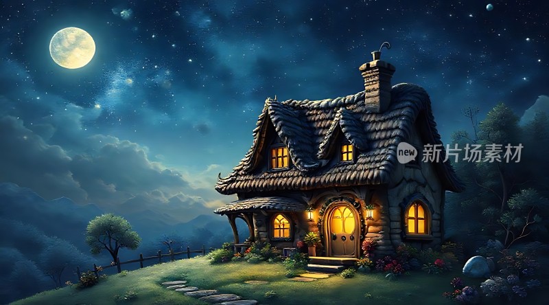 星空下的温馨小屋