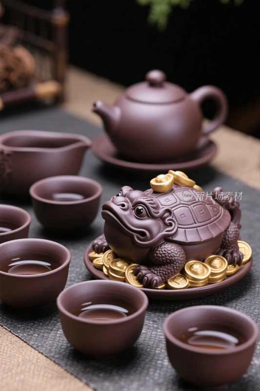 茶具摆件与茶壶场景